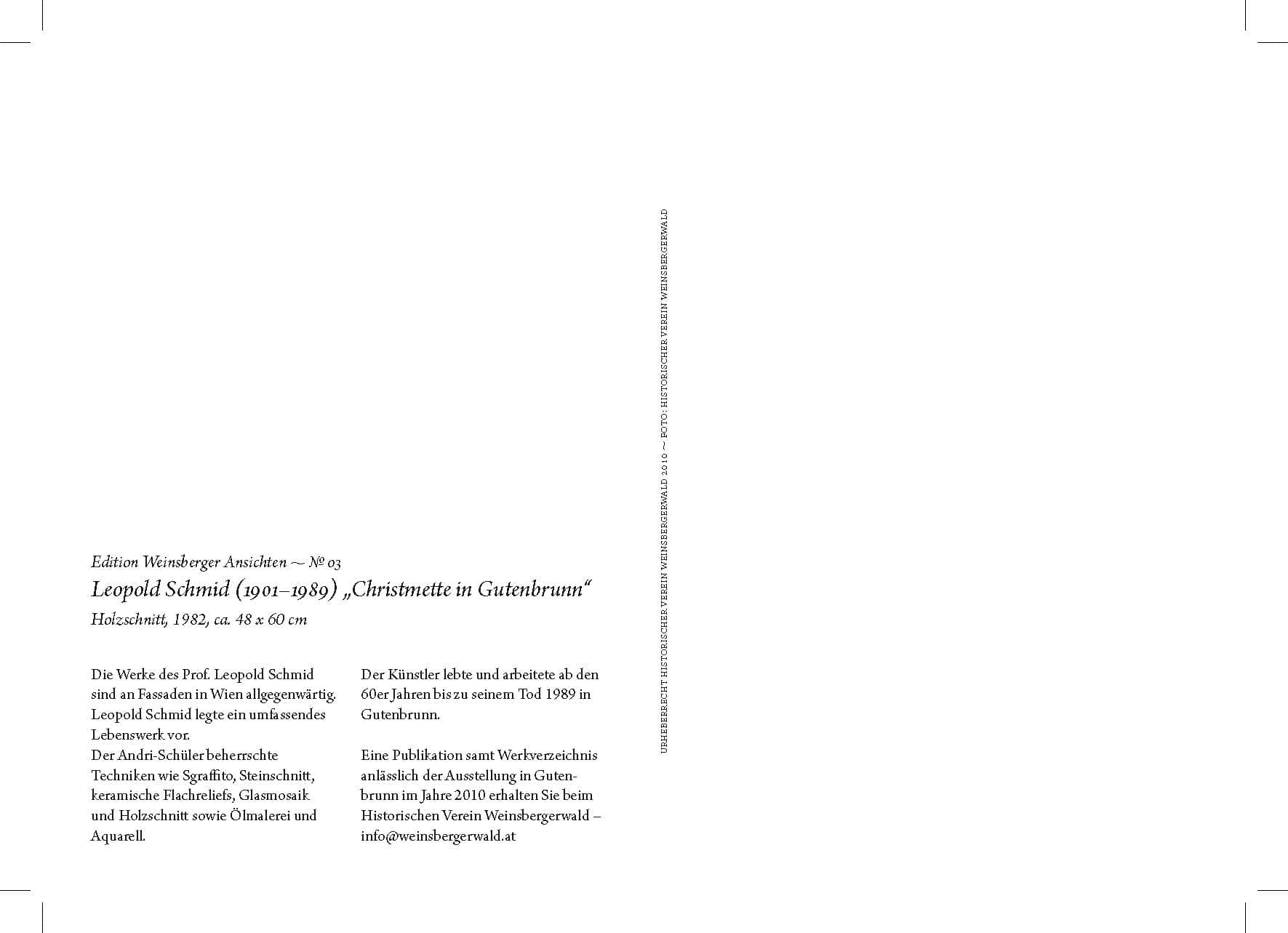 Leopold Schmid, "Christmette in Gutenbrunn", Ansichtskarte im Format A5 – Bild 2